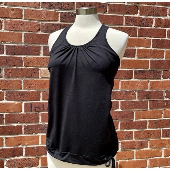 Athleta Tops - Athleta Racer Back Tank Top Loose Fit Drawstring Waist Black Size Small